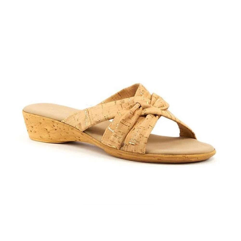 Onex womenโs sell,โleather wedge, open toe sandals, sizeโ10